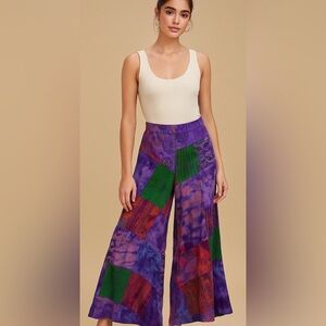 Kathmandu Imports Handmade‎ Boho Patchwork Wide Leg Pants S/M